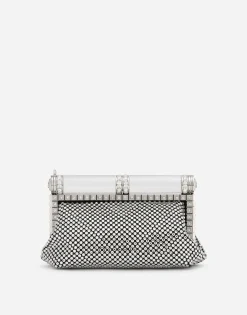 Satin bag with fusible rhinestones