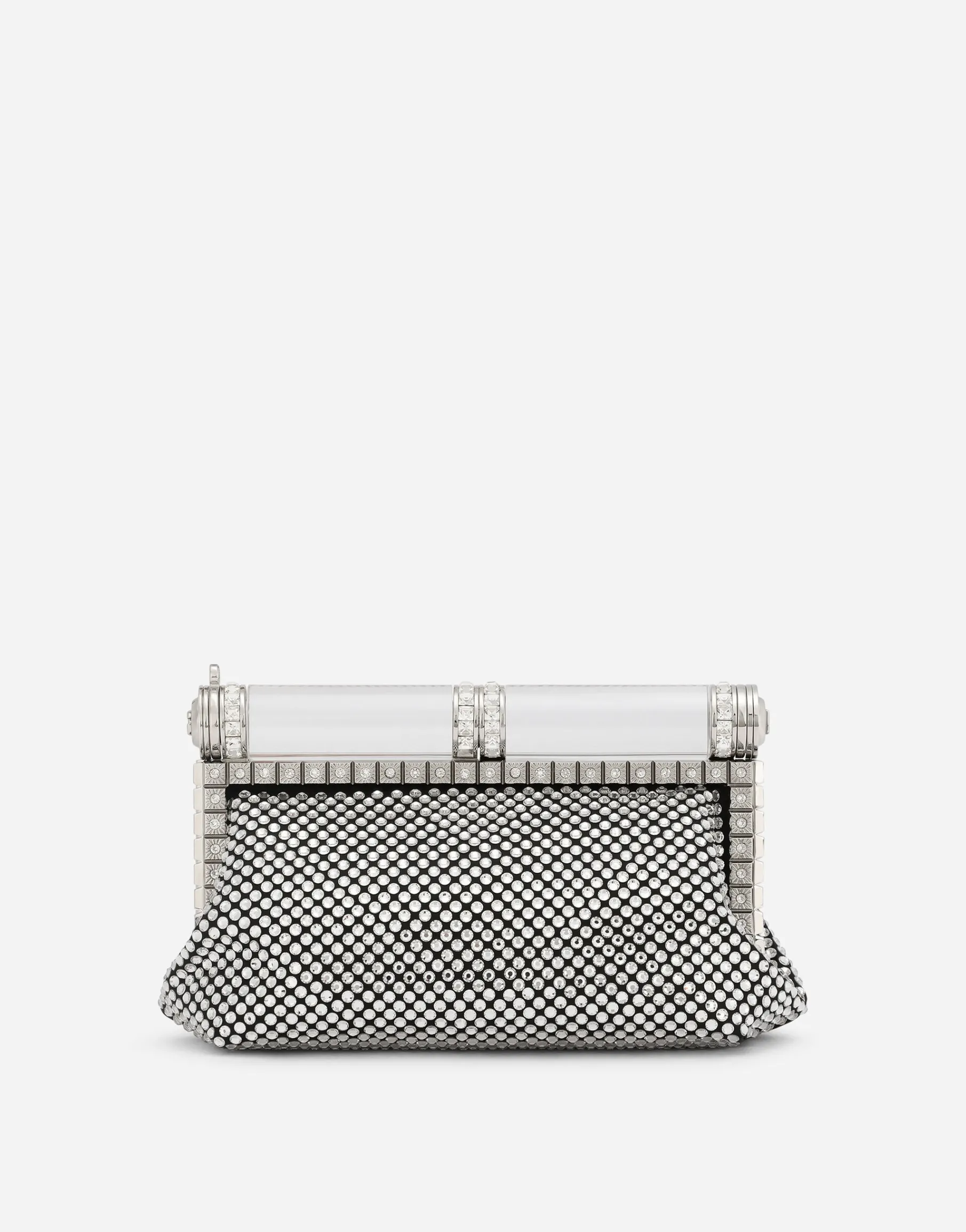 Satin bag with fusible rhinestones