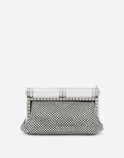 Satin bag with fusible rhinestones