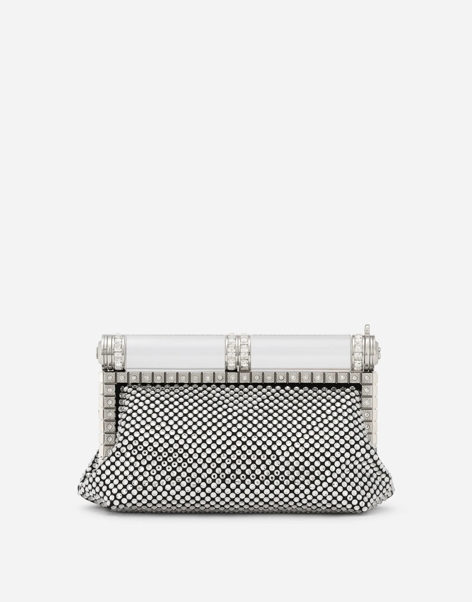 Satin bag with fusible rhinestones