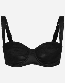 Satin balconette bra with lace detailing