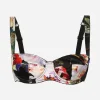 Satin balconette bra with rose garden print