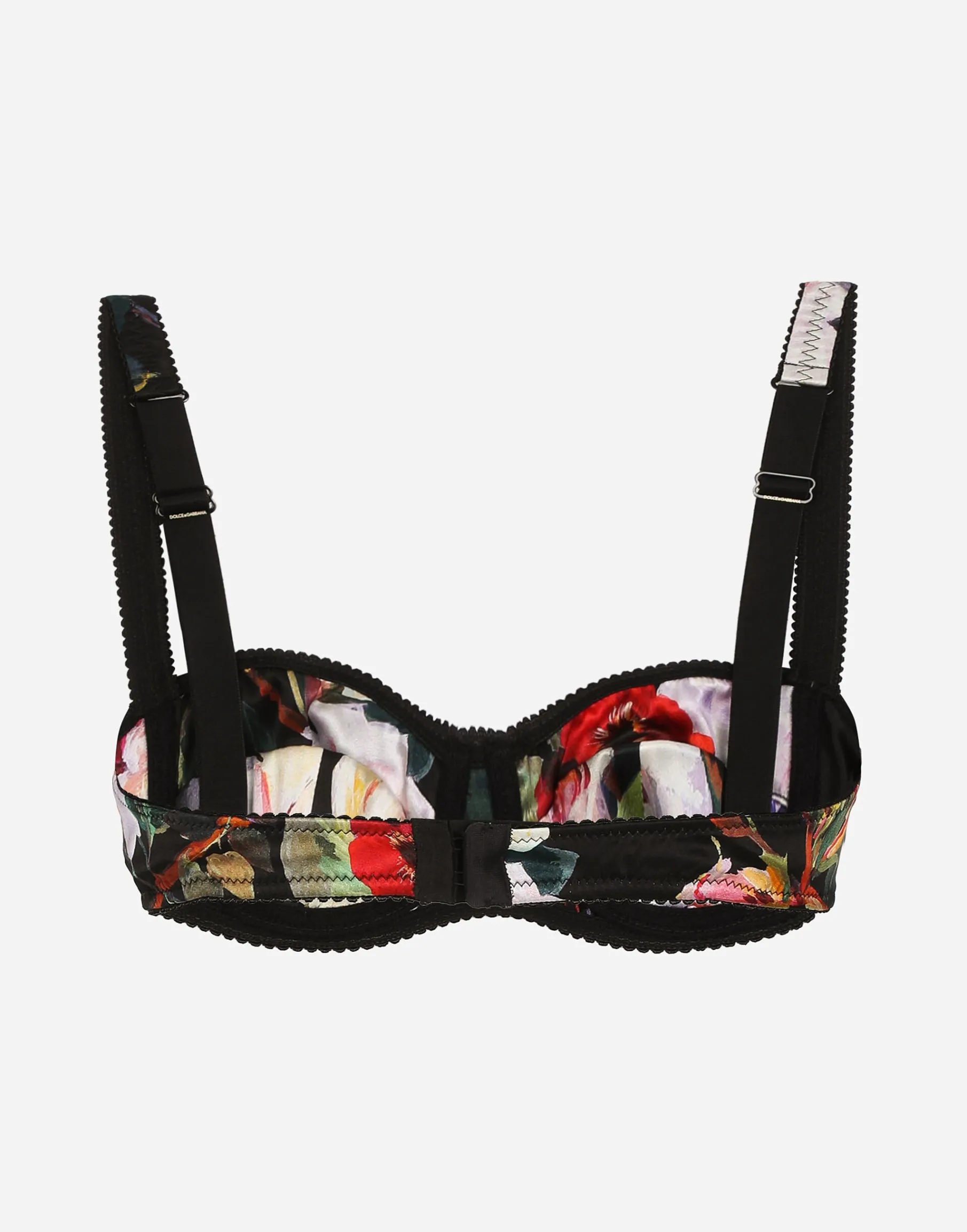 Satin balconette bra with rose garden print
