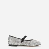 Satin ballet flats with fusible rhinestones