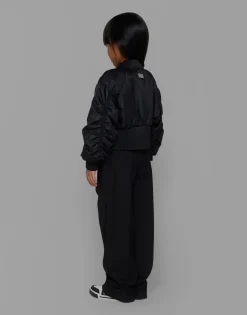 Satin bomber jacket with tag