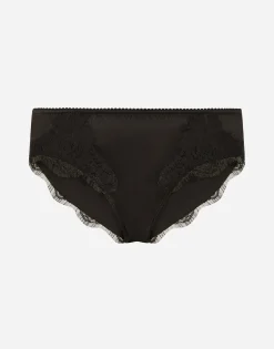 Satin briefs with lace detailing