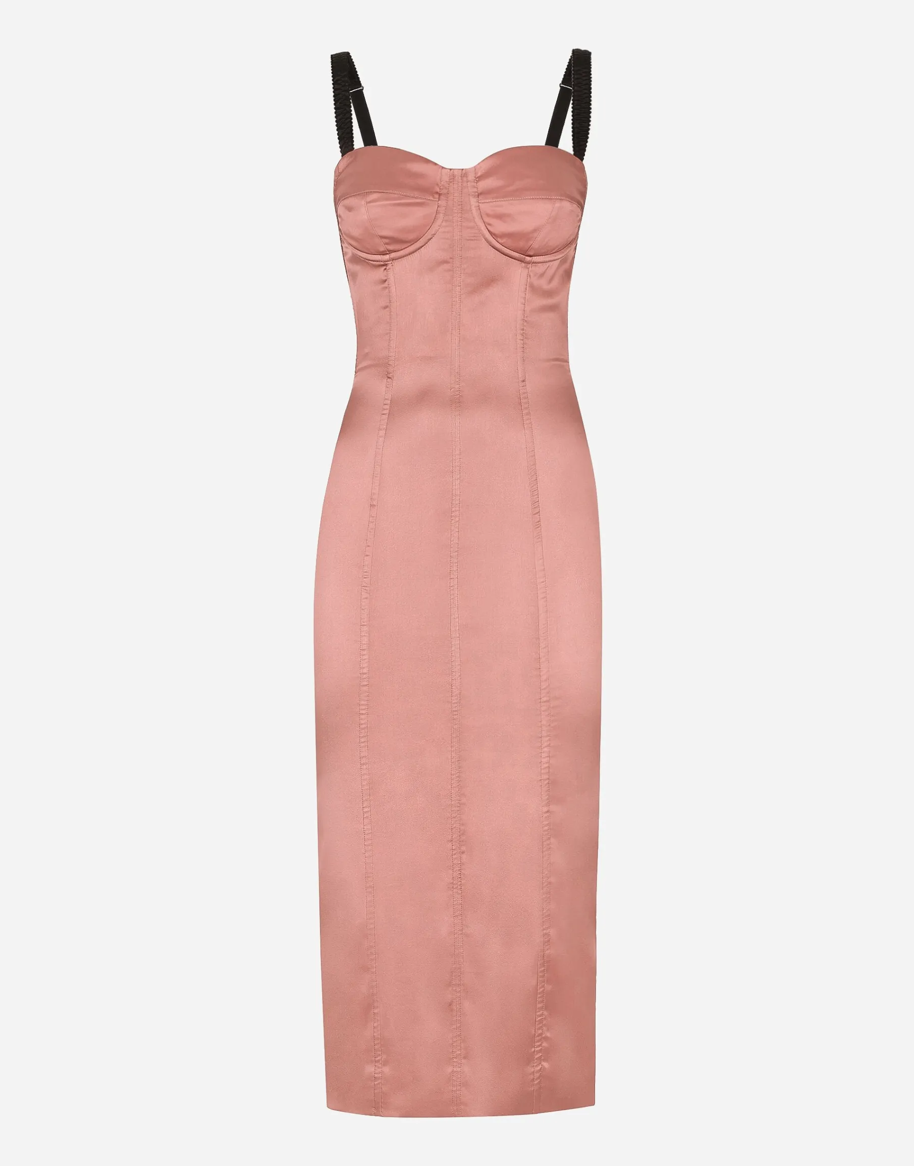 Satin calf-length corset dress
