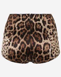 Satin culottes with leopard print
