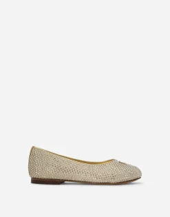 Satin DG logo ballet flats with fusible rhinestones