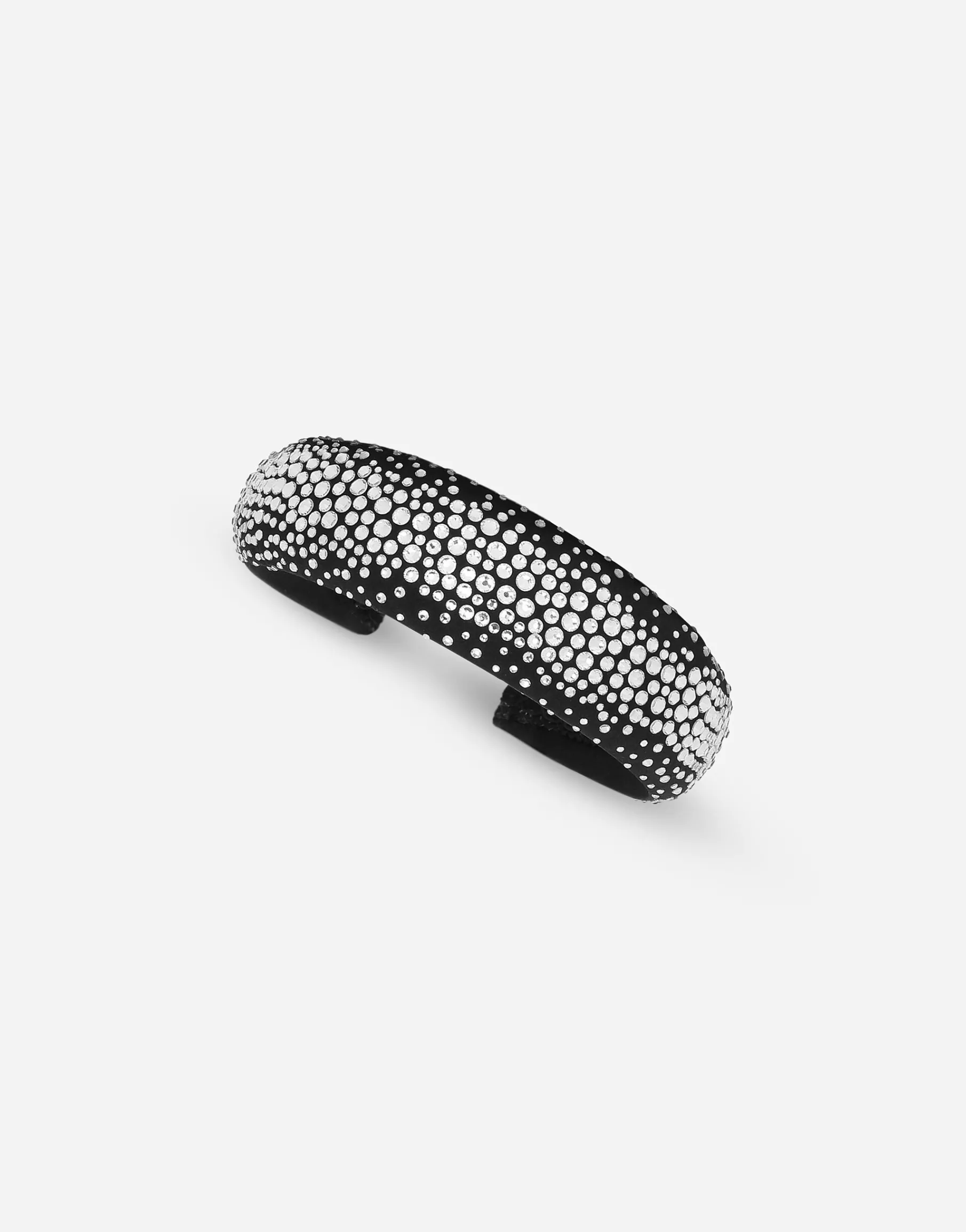 Satin hairband with fusible-rhinestone-detailed bow