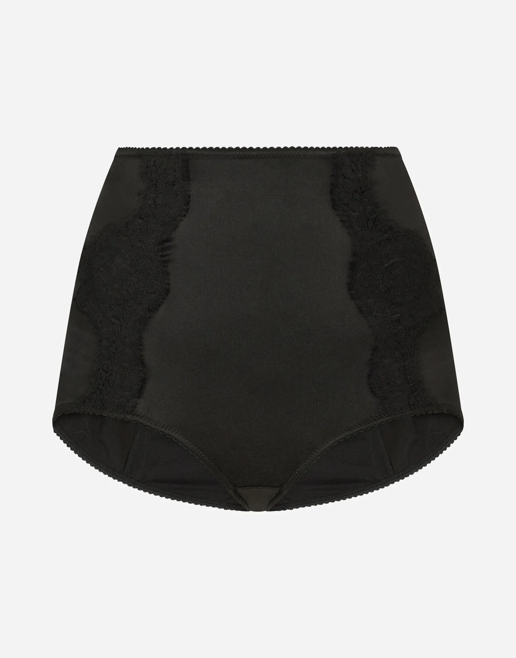 Satin high-waisted panties with lace detailing