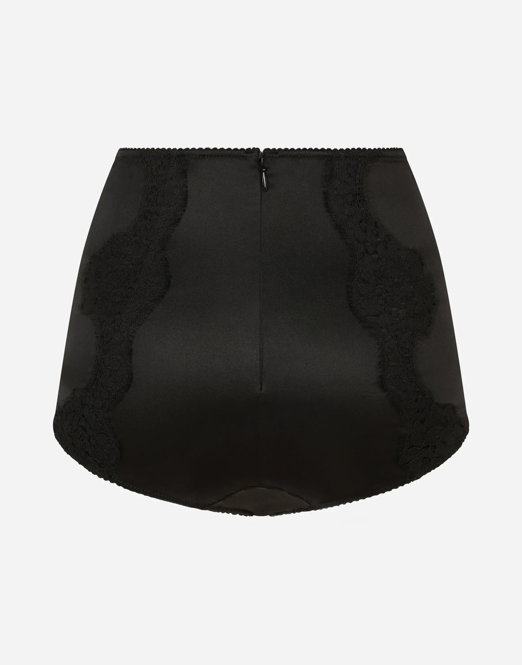 Satin high-waisted panties with lace detailing