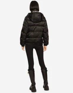 Satin jacquard down jacket with all-over DG logo