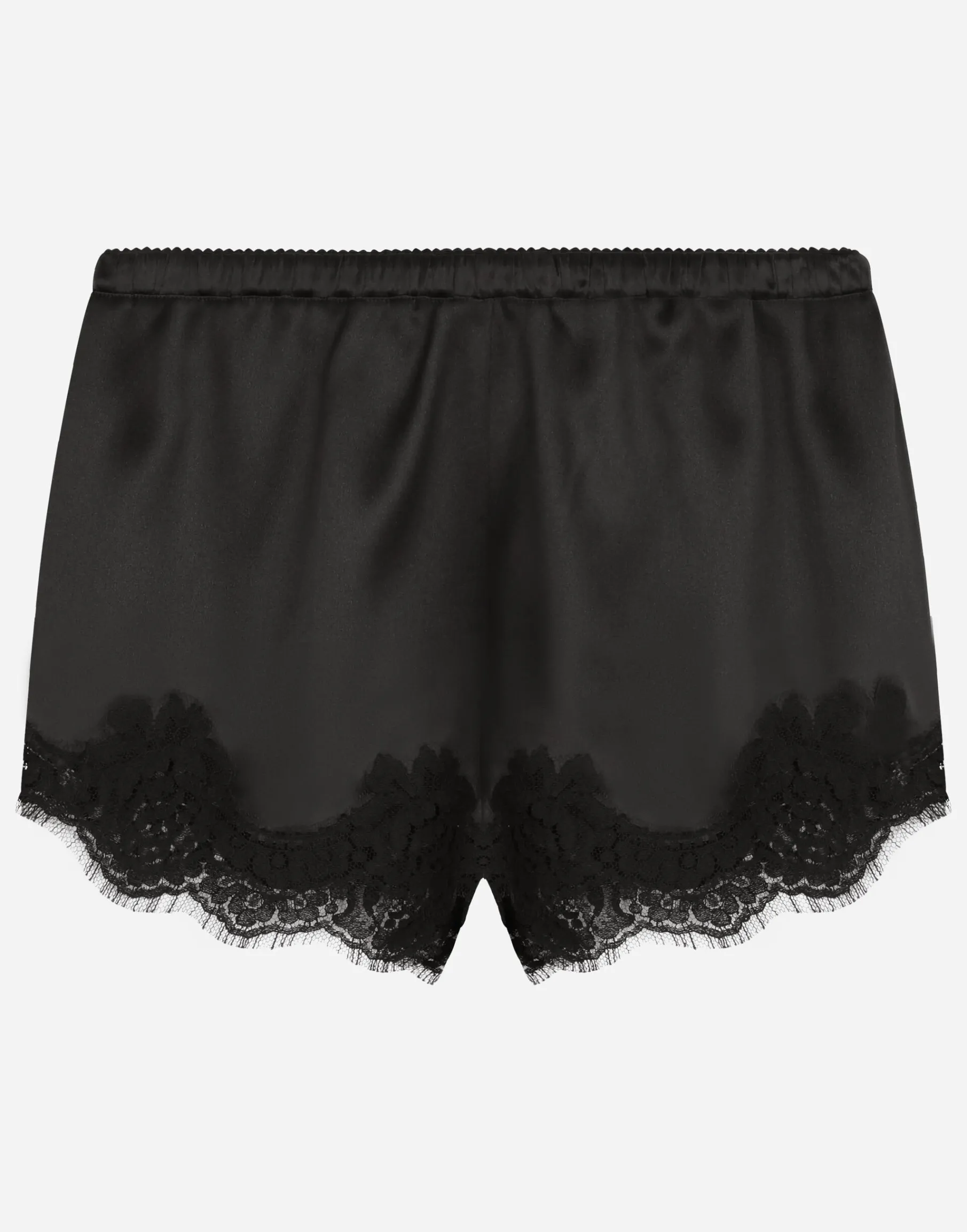 Satin lingerie shorts with lace detailing