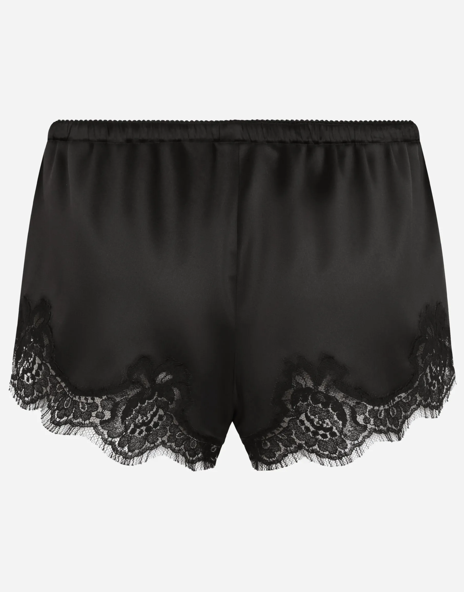 Satin lingerie shorts with lace detailing