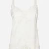 Satin lingerie-style top with lace detailing
