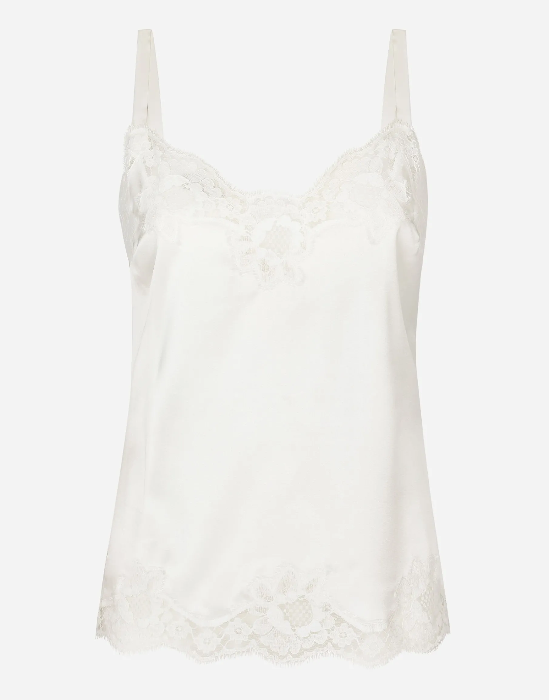 Satin lingerie-style top with lace detailing