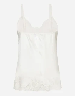 Satin lingerie-style top with lace detailing