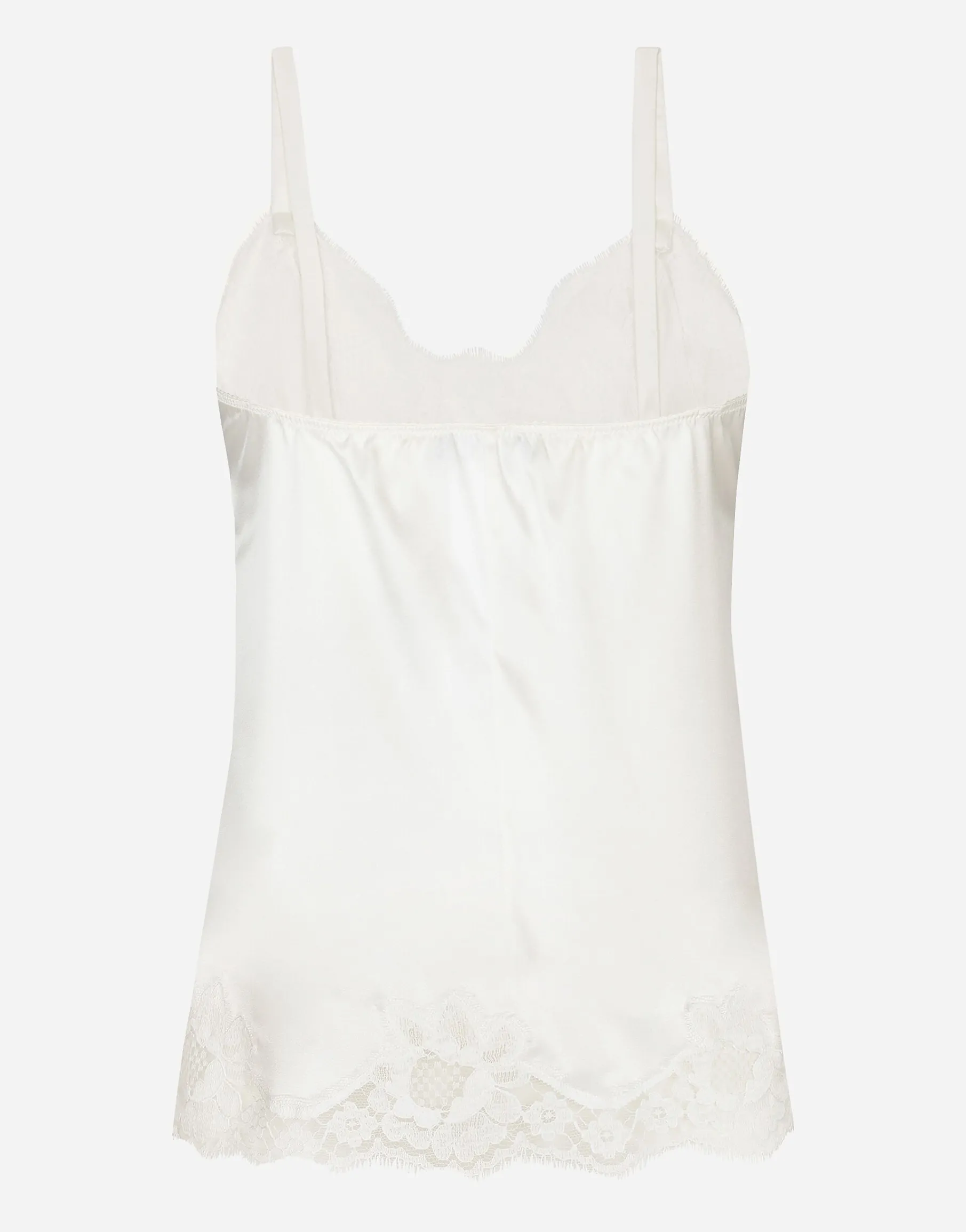 Satin lingerie-style top with lace detailing
