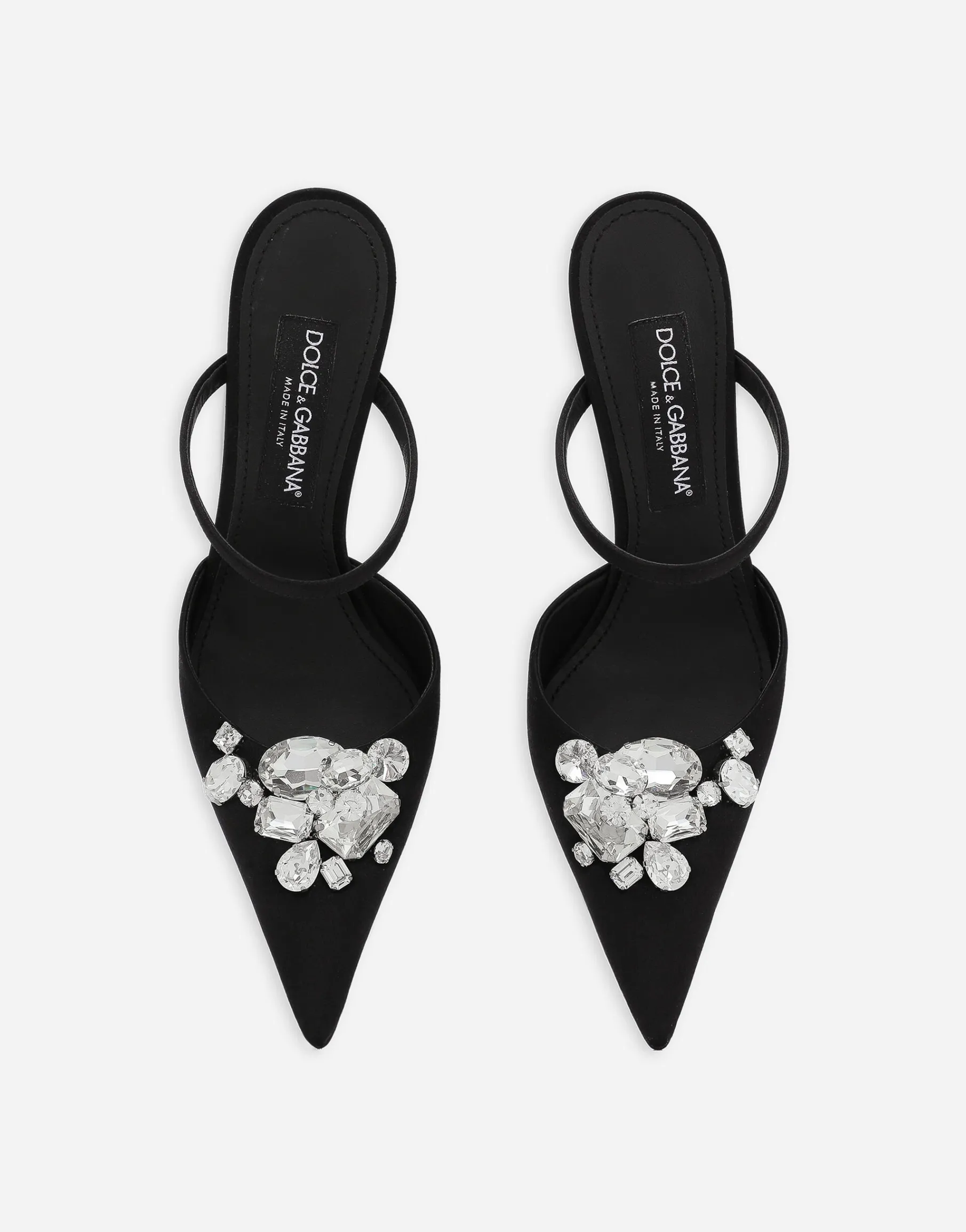 Satin mules with embroidery