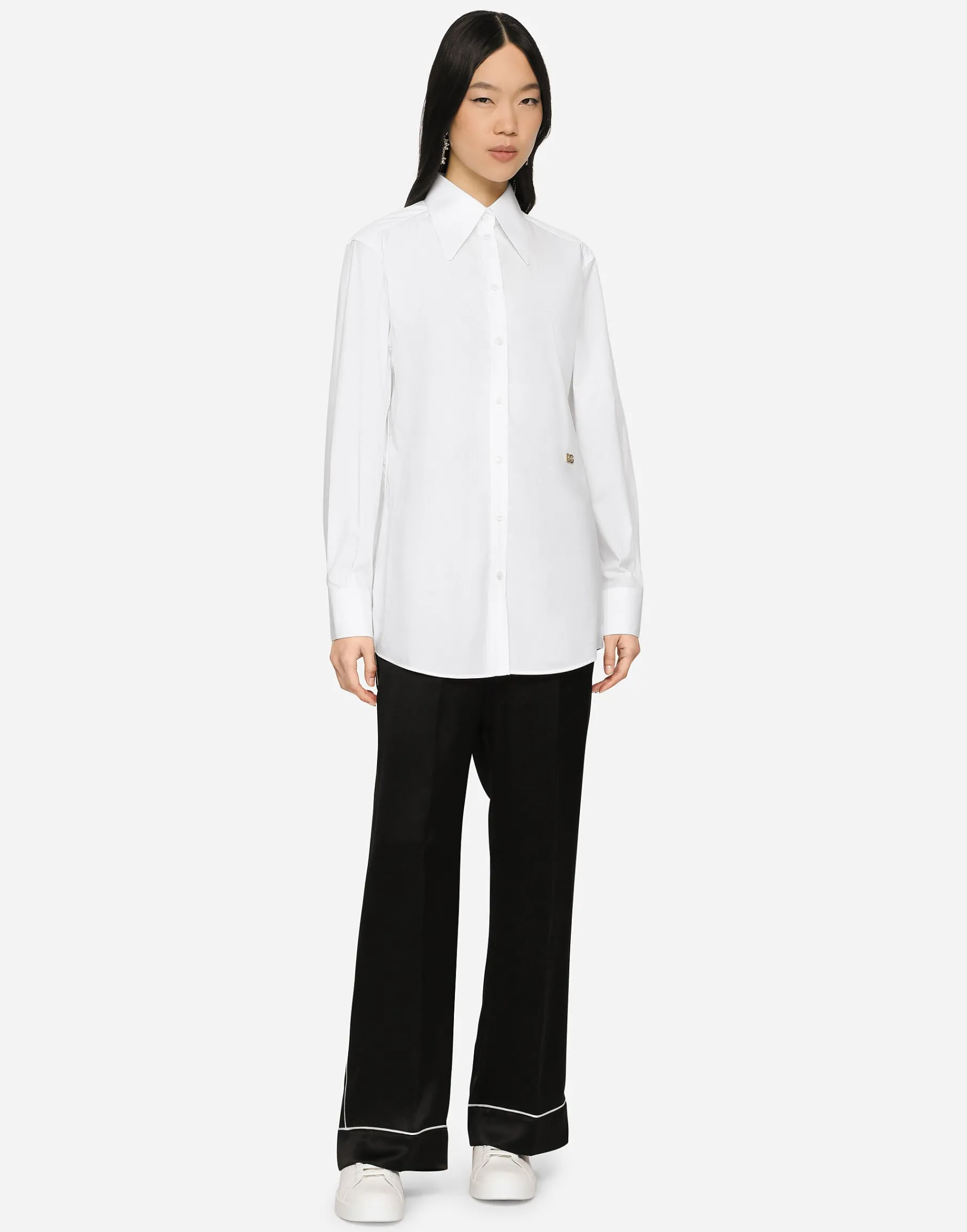 Satin pajama pants with piping