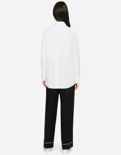 Satin pajama pants with piping