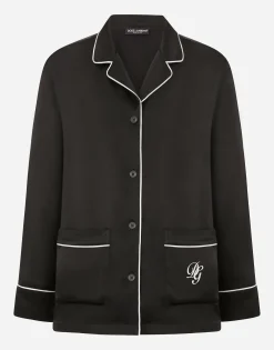 Satin pajama shirt with DG embroidery
