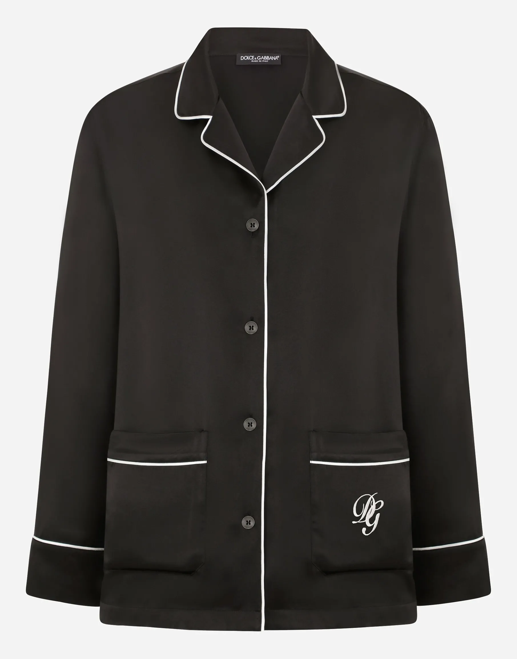Satin pajama shirt with DG embroidery
