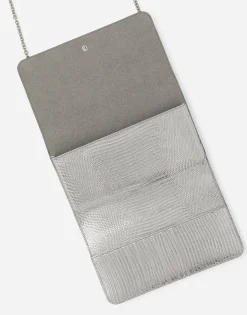 Satin phone bag with fusible rhinestones