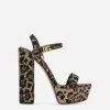Satin platform sandals with fusible rhinestones
