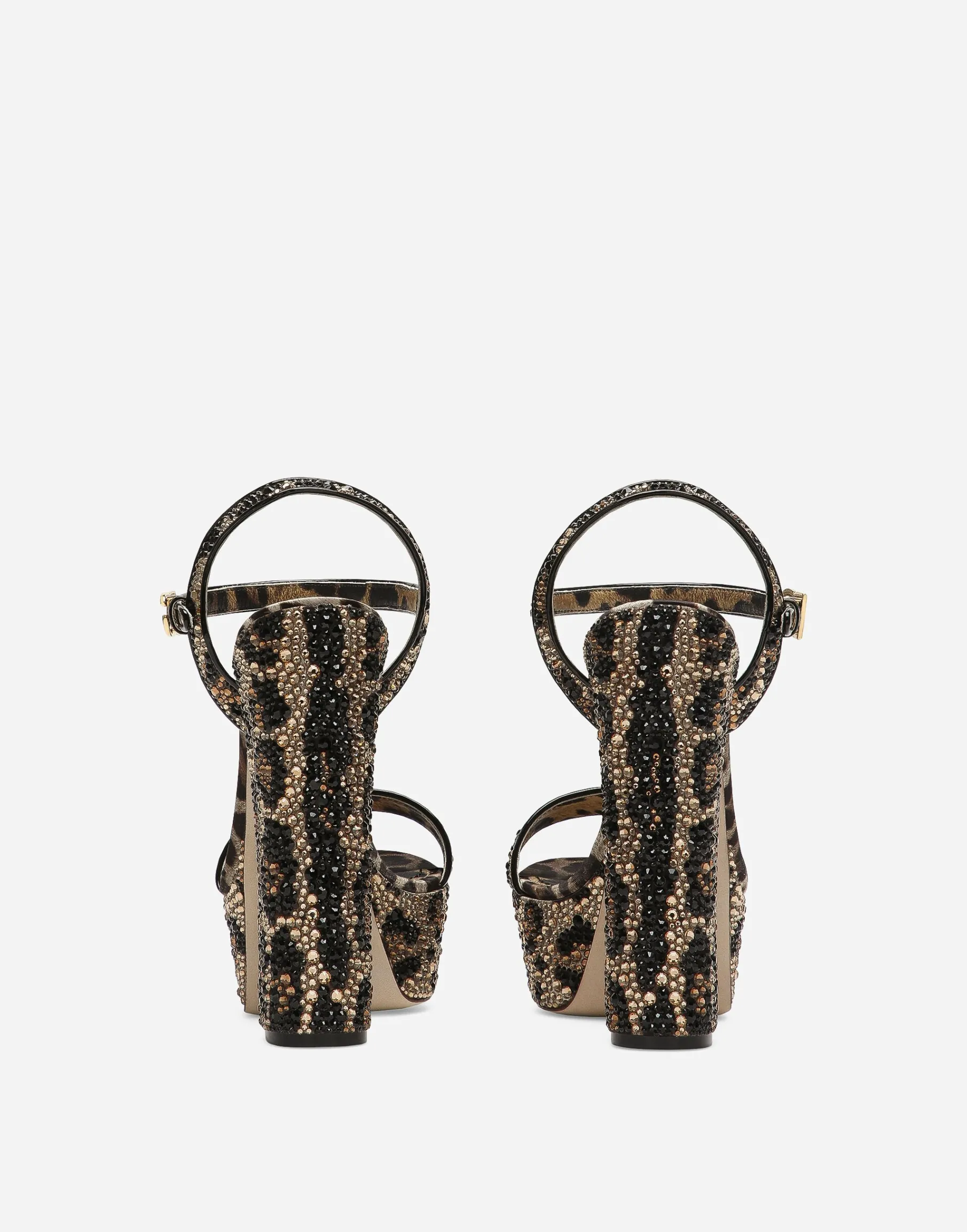 Satin platform sandals with fusible rhinestones