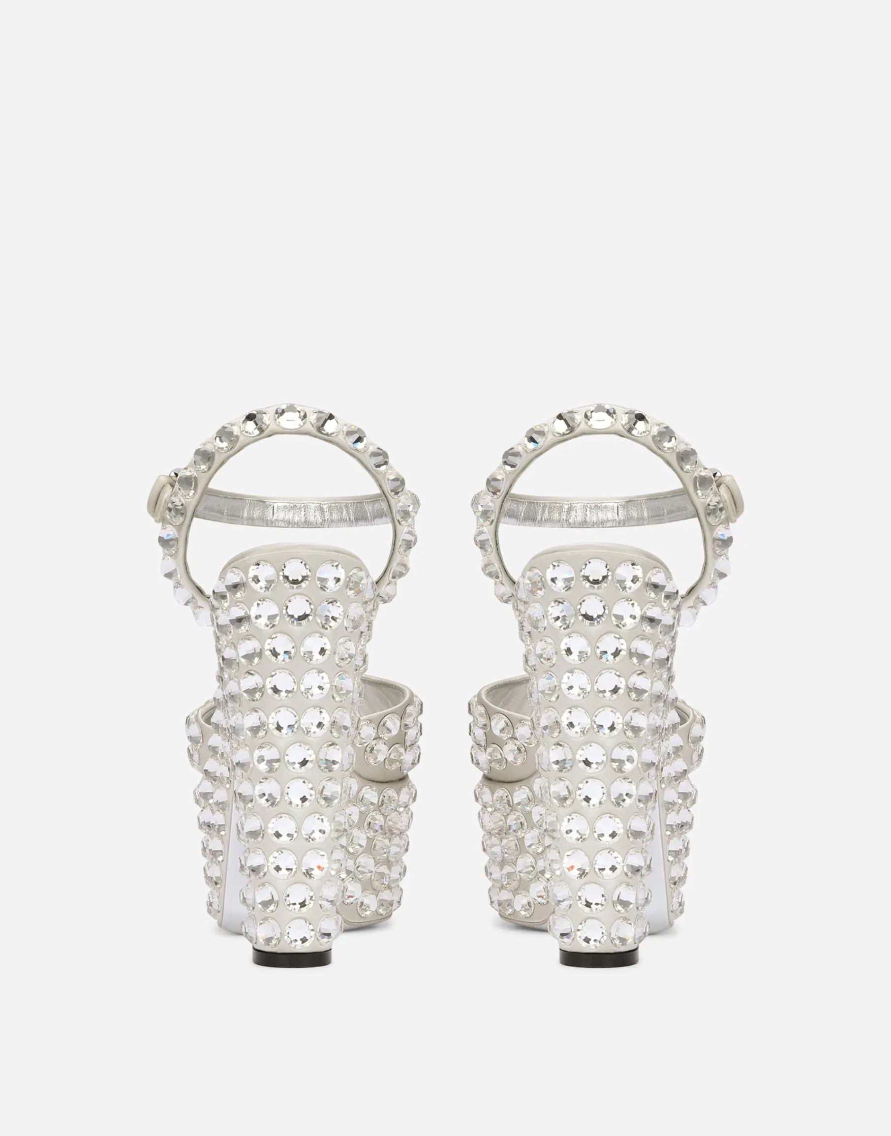 Satin platforms with fusible rhinestones