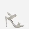 Satin sandals with fusible rhinestones