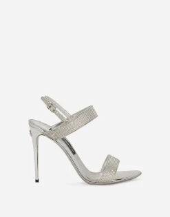Satin sandals with fusible rhinestones
