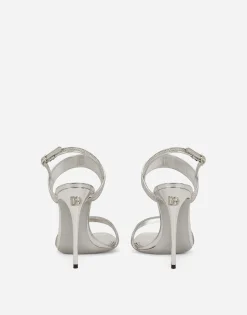 Satin sandals with fusible rhinestones