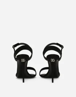 Satin sandals with fusible rhinestones