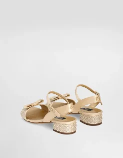 Satin sandals with glittery polka-dots and rhinestones