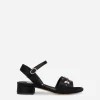 Satin sandals with multi-colored crystals