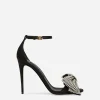 Satin sandals with rhinestone embellishment