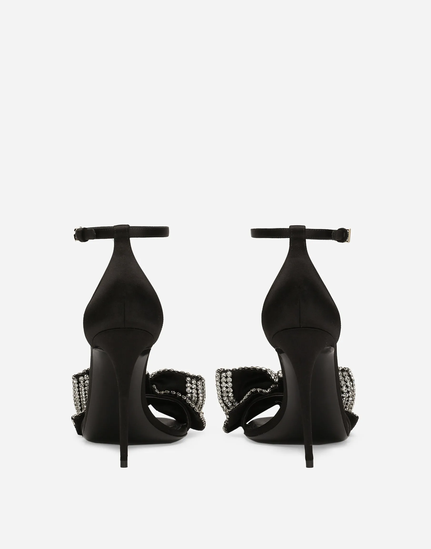Satin sandals with rhinestone embellishment