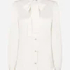 Satin shirt with pearl buttons with DG logo