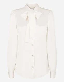 Satin shirt with pearl buttons with DG logo
