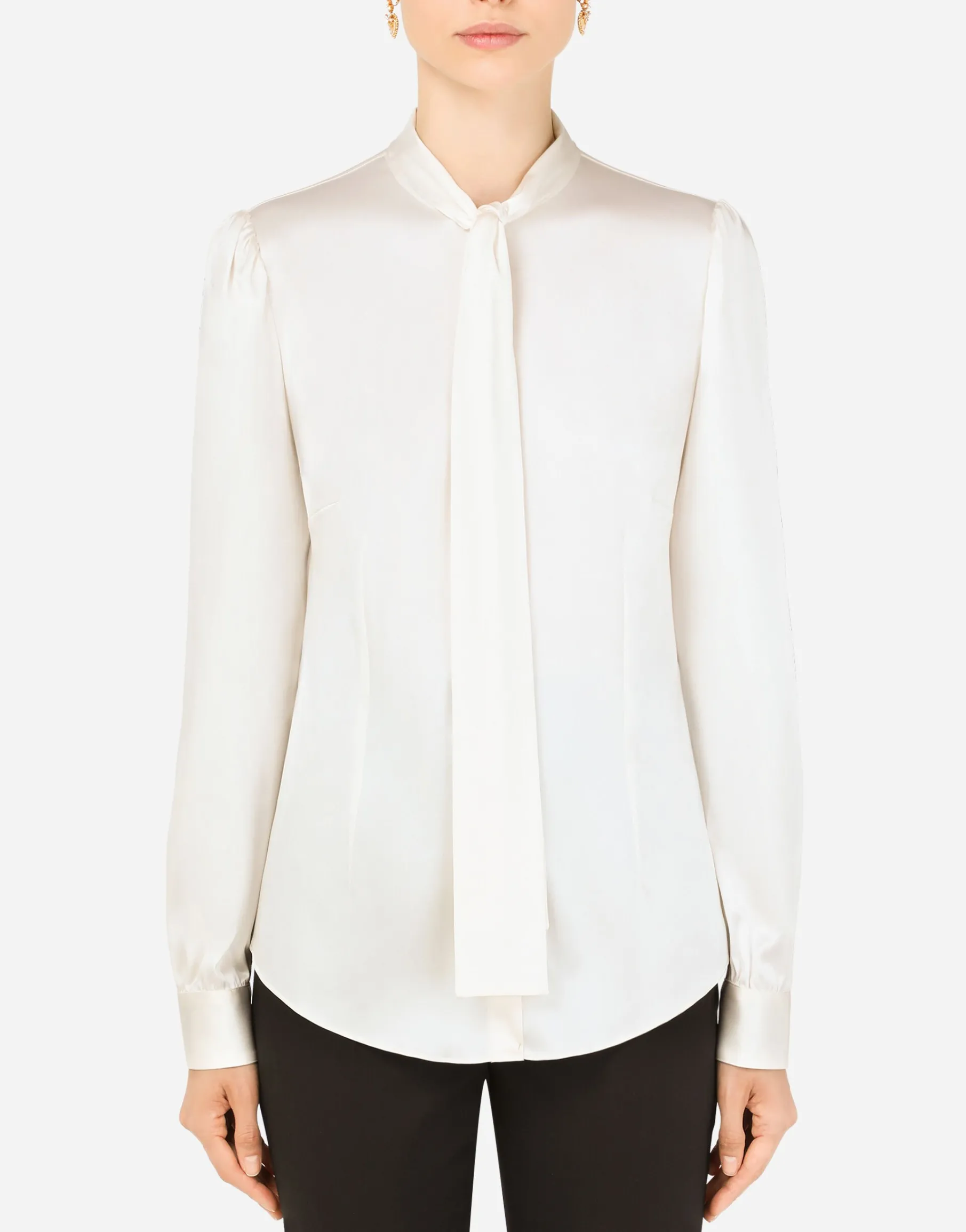 Satin shirt with pearl buttons with DG logo