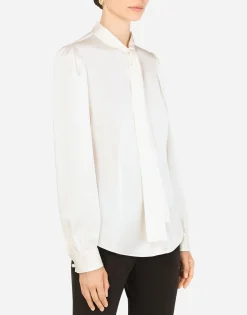 Satin shirt with pearl buttons with DG logo