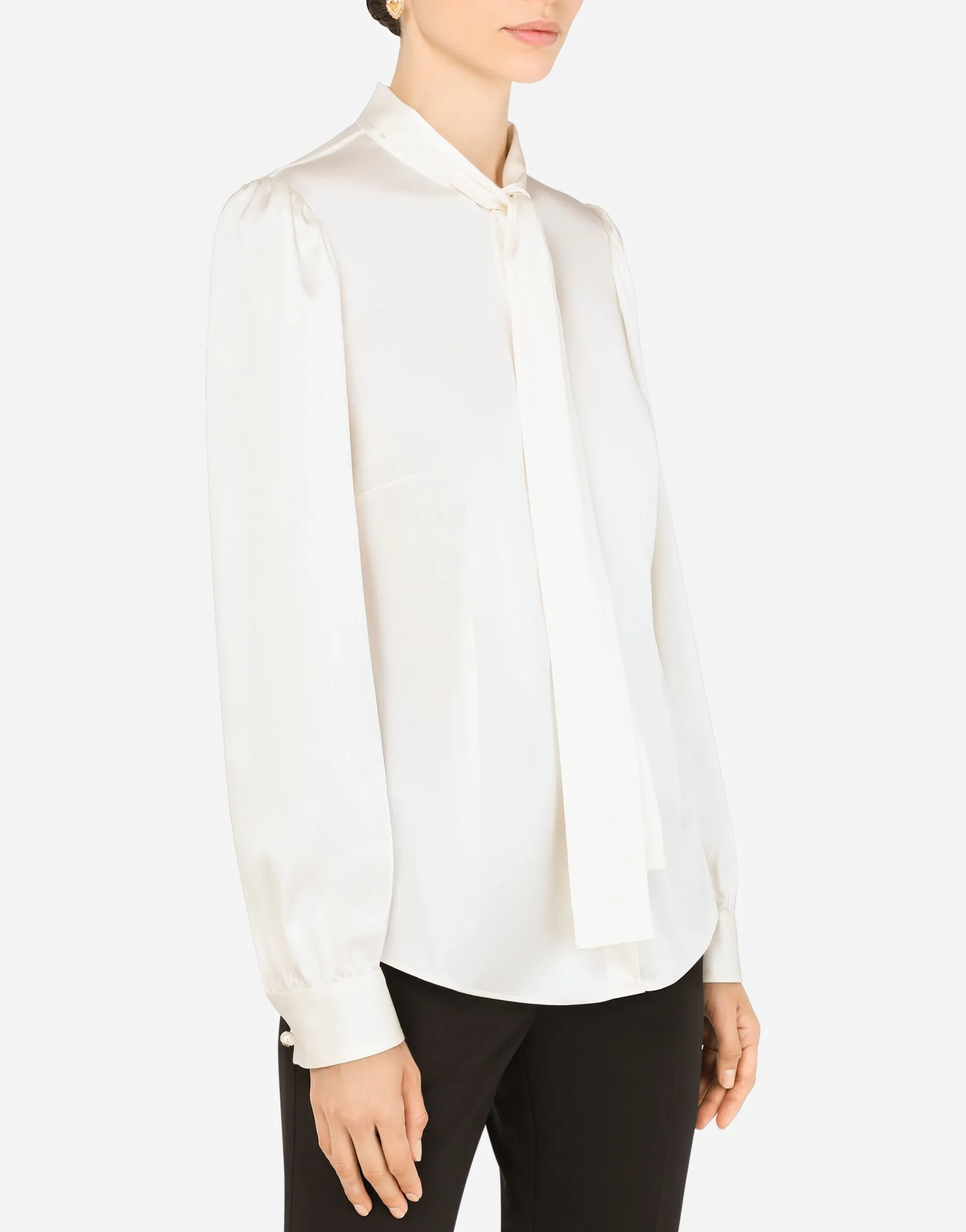 Satin shirt with pearl buttons with DG logo