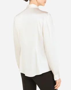 Satin shirt with pearl buttons with DG logo
