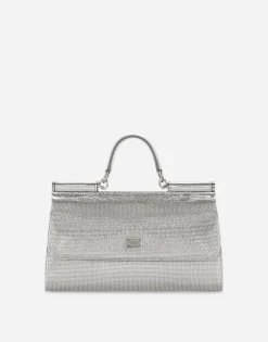 Satin Sicily bag with fusible rhinestones