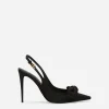 Satin slingbacks with bow detail