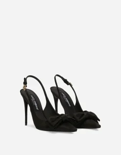Satin slingbacks with bow detail