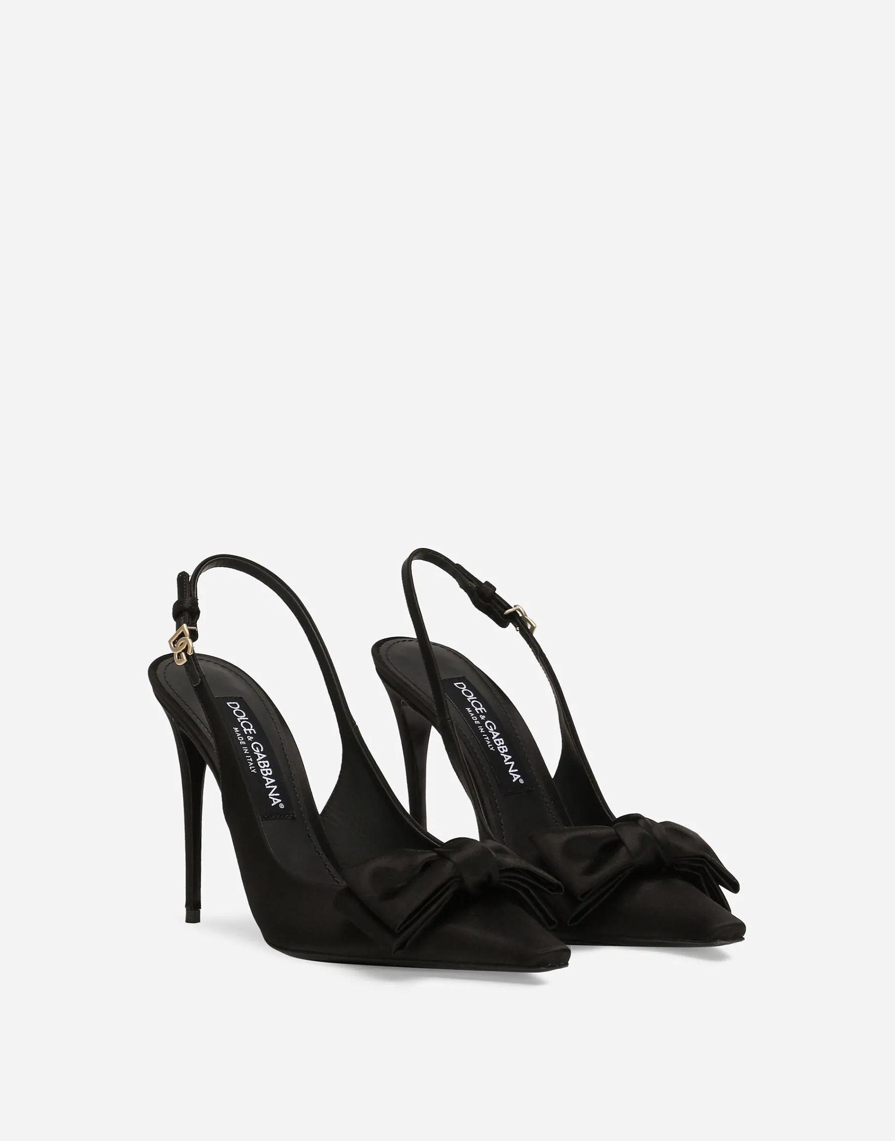 Satin slingbacks with bow detail